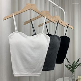 Women's Tanks Oil Painting Of Girl Beauty Back Vest Tube Top Padded Detachable Outer Wear Cotton Short Bandeau Sexy Small Sling