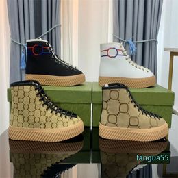 2023-Maxi Sneaker Interlocking High-Top Sneaker Designer Luxury Canvas Shoes Rubber Lace Up Ebony Flat Man Women