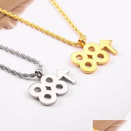 Pendant Necklaces 88Up Rising Necklace For Men Hiphop Titanium Steel Digital Personality Sier Gold Long Chain Drop Delivery Jewellery P Dhgwz