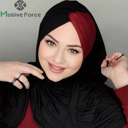 Hidżabs muzułmański czarny szalik jedwabny Abaya Hidżab Ramadan luksusowe koszulki hidżabs dla kobiety abayas sukienka turban turban głowica natychmiastowa podkład 230609