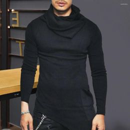 Men's Hoodies Chic Pullover Sweatshirt Pile Collar Soft Autumn Men Fashion Irregular Hem Casual Basic