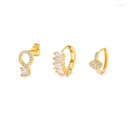 Hoop Earrings 3pcs/set Cubic Zirconia Round Piercing Stud For Women Men Fine Jewellery Set Pendientes Gifts