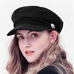 Fashion Winter Wool Beret Hat Women 2019 Autumn Black Fiddler Cap Hat French Style Flat Caps High Quality Casual Streetwear Hats2801