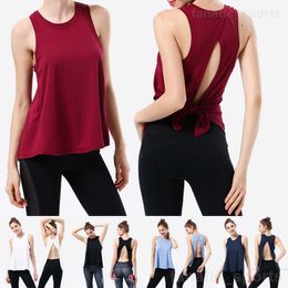 Lady Fitness Tank Top Woman Beautiful Back Workout Yoga Vest Sleeveless Loose Running Smock Sexy Workout Cover Yogas Wear Round High Elasticity