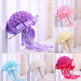 Decorative Flowers Artificial Bridal Bouquet Handmade Beauty Foam Roses Wedding Party Decoration Accessories Bouquets