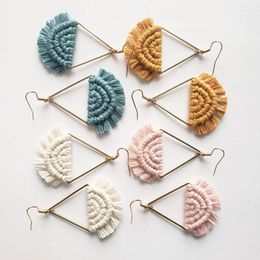 Dangle Earrings Dvacaman 2023 Design Bohemian Leaf Shape Tassel For Women Fashion Weave Macrame Cotton Thread Drop Jewellery