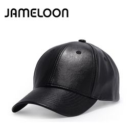 JAMELOON New fashion high quality faux leather PU Cap summer casual snapback baseball caps for men women plain hat whole2722