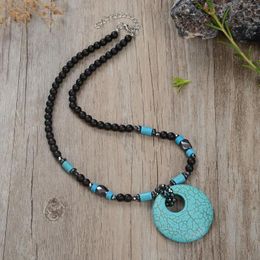 Choker Men's Turquoise Necklace Gem Natural Beaded Fashion Creative Collier Women's Unique Retro