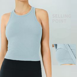 LU-07 EBB yoga Same style yoga top with chest pad vest short breathable and quick drying exercise fitness