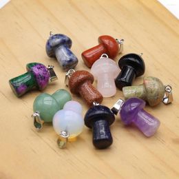 Pendant Necklaces 1PC Natural Stone Crystal Mushroom Amethyst Opal Quartz Healing Charms For Jewellery Making DIY Necklace Decor Accessories