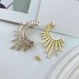 Hoop Earrings 2023 Simple Fashion Jewellery Thick Zircon CZ Star Gold Rhinestone For Women Daily