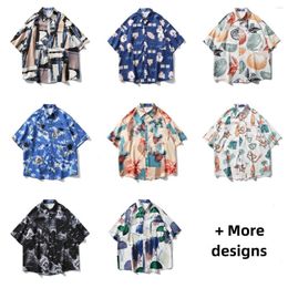 Men's Casual Shirts Good Quality Beach Fancy Shirt Short Sleeved Men's Loose Ruffled Handsome Trend Floral