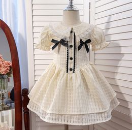 Girl's Dresses Retail Baby Girls Summer Bow Dress Princess Kids Swee Party Dress Holiday 2-7 T 230609