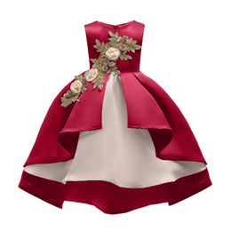 Vestidos para meninas OASHTH Vestido princesa para meninas saia plissada vestido infantil bordado performance 230609