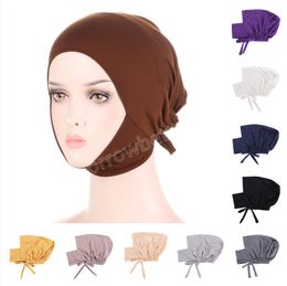 Soft Muslim Hijabs For Woman Elastic Tie Back Inner Hijab Caps Stretch Islam Underscarf Bonnet India Hat Headwrap Turbante Mujer