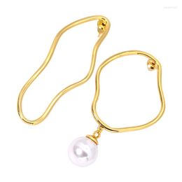 Hoop Earrings Designer Earring Fashion Irregular Curve Pearl Charms Women Retro Jewelry Lovely Drop Stainless Steel Ear Piercing