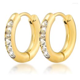Hoop Earrings Shiny Zirconia Crystal Endless Tube Huggie For Women Teens Stainless Steel Gold Color Earring Wedding Jewelry Gift