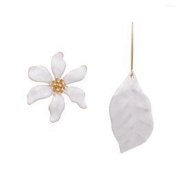 Hoop Earrings Exaggerated Alloy Oil Dropping Flower Large European And American Brand Long Leaf Ear Hook Sen