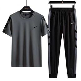 Mens Tracksuits suit Designer short sleeve shorts and trousers two-piece/three-piece set Optional speed dry ice real silk crewneck sportswear YOOM