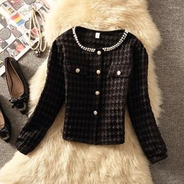 Women's Blouses Women's Spring 2023 Korean Single Breasted Versatile Long Sleeve Cardigan Pin Beaded Round Neck Shirt Blouse