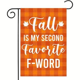 1pc 12x18 Inch Funny Fall Garden Flag Buffalo Cheque Plaid Double Sided Autumn Thanksgiving Outside Decoration For Home Yard Farmhouse (No Metal Brace)