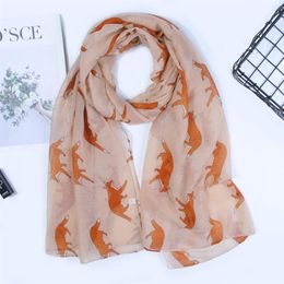 New style scarf direct s fox printing voile scarf animal ladies style scarf LY061327B
