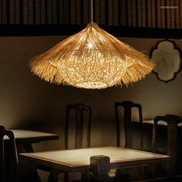 Pendant Lamps Modern Bird's Nest Hand Woven Bamboo Rattan Lights Restaurant Living Room Bedroom Decor Kitchen Island