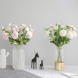 Decorative Flowers Artificial Sweet Three-Headed Peony Flower Wedding Decoration Simulation Living Room Office