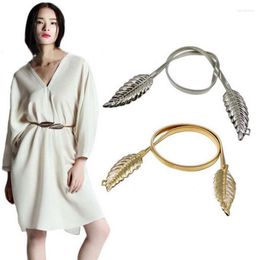 Belts Q Elastic Leaf Waistband Thin Buckle Belt Waist Chain Female Ladies Dress Accessories Metal Wedding Party Decor