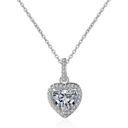 Sterling Silver Zircon Heart Pendants Necklaces For Women Luxury Designer Jewelry