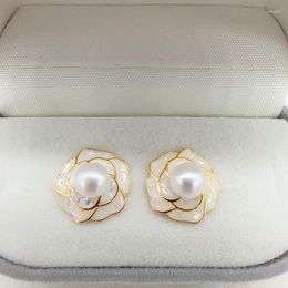 Stud Earrings Arrival Natural Freshwater Pearl Trendy Simple Flower Design 14K Gold Filled Female Jewellery For Women Gifts