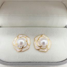 Stud Earrings Arrival Natural Freshwater Pearl Trendy Simple Flower Design 14K Gold Filled Female Jewelry For Women Gifts