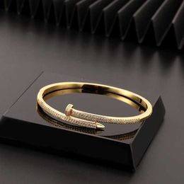 Bracelets Zircon Micro Insert Real Gold Plated Nail Bangle Bracelet for Girls Best Friends Gift