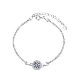 S925 Sterling Silver Bracelet Moissanite Stone Handpiece Ct Platinum Plated Fashion Versatile Manufacturer