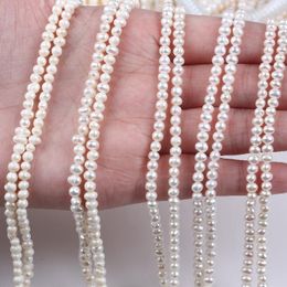 Chains 3.5-4mm Natural White Potato Shape Freshwater Pearl Strand For Jewellery Making
