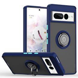 Shockproof Semi-transparent Translucent Matte Magnetic Ring Kickstand Case For Google Pixel 7 Pro 8 6 Hard Back Phone Cover