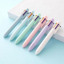 6Pcs Creative Portable 6-in-1 Fine Tip Retractable Colored Pen Replaceable Rollerball Press Type Classroom Supplies