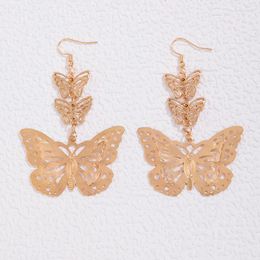 Backs Earrings European And American Fashion Hollowed Out Large Butterfly Metal Versatile Elegant Decoration