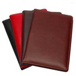 Card Holders Multi-card Passport Holder Insert Bank Genuine Leather Short Cover Litchi Pattern Ticket