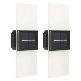 Solar Up Down Project Light Outdoor, 2 light color, Acrylic Wall Washer Wall Light for Garden, Fence, Patio, Gate, Warm White and white, 2 piece