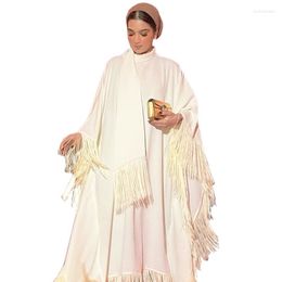 Ethnic Clothing White Dress African Dresses For Women Elegant Tassel Muslim Abaya Loose Long Evening Maxi