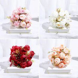 Decorative Flowers 12 Mix And Beautiful Retro Peony Fake Flower Silk Bouquet Family Wedding DIY Plant