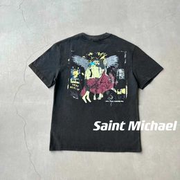 M86o New Style T-shirts for Men and Women Fashion Designer Saint Michael Jesus Salvation Vintage Ancient Clothes Washed Into Old High Street Lovers