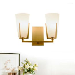 Wall Lamps American 1/2 Heads Lamp Bedroom Bedside Copper Room Living Creative Aisle Simple Glass Corridor ZA81721