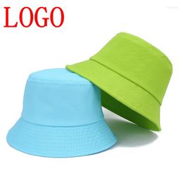 Berets Embroidered Letters Print Logo Solid Color Flat Top Fisherman'S Hat Add Candy Colors Women Foldable Basin Cap Fishing