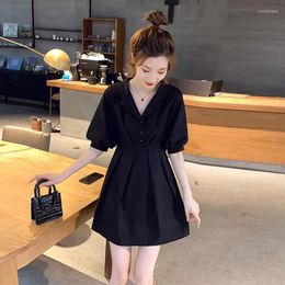 Casual Dresses Fashionable And Sexy Dress French Vintage Suit Collar Design Sense Temperament Waist Shrinking Slim Small Black