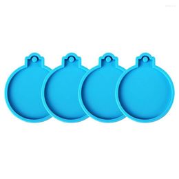 Jewelry Pouches Christmas Resin Molds Silicone 4 Pcs Ornaments Round Shape Pendant For Epoxy