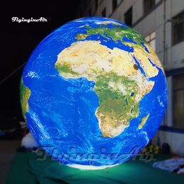 Beautiful Huge Lighting Blue Inflatable Earth Ball Hanging Sphere Solar System Planet Balloon Illuminated Globe For Suspension or Gound