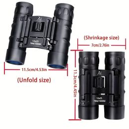 12x25 HD Powerful Binoculars, 196850.39inch Long Range Foldable Mini Telescope BAK4 FMC Optics For Hunting Sports Outdoor Camping Travel