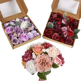 Decorative Flowers Artificial Wedding Combo Box Set For DIY Centerpieces Arrangements Bridal Bouquet Table Chair Decor Candle Holder